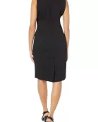 Le Suit Scoop Neck Back Zipper Sleeveless Dress with Hook & Eye Closure Front Jacket