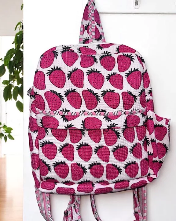 Addison Strawberry Print Backpack