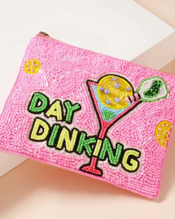 "Day Dinking" Beaded Coin Pouch