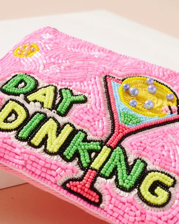 "Day Dinking" Beaded Coin Pouch