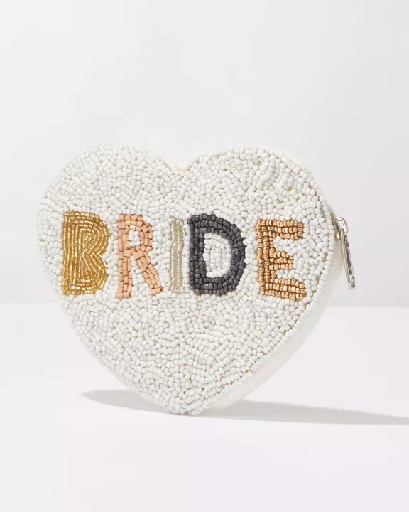 'BRIDE' Seed Beads Canvas Pouch