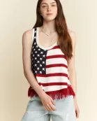 AMERICAN FLAG FRINGE TANK TOP