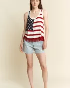 AMERICAN FLAG FRINGE TANK TOP