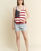 AMERICAN FLAG FRINGE TANK TOP