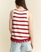 PLUS SIZE AMERICAN FLAG FRINGE TANK TOP