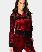 Carmela Velour Track Jacket - Lava Rock
