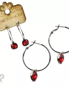 Austrian square crystal on medium hoop earring, 10mm