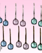 Austrian square crystal on medium hoop earring, 10mm