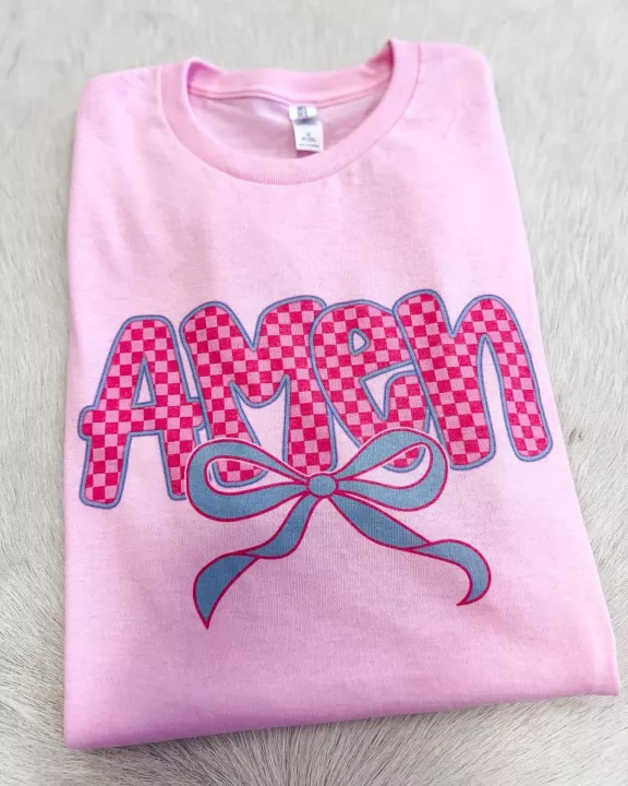 Checkered Amen Pink Tee
