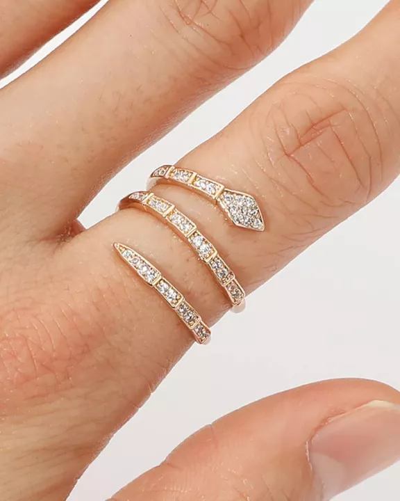 Stone Snake Ring Gold