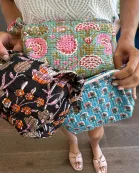Block Print Cosmetic Bag Set, 3 Piece set