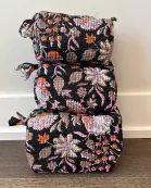 Dark Floral Block Print Quilted Bag Collection