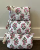 Petal Pink Block Print Quilted Bag Collection