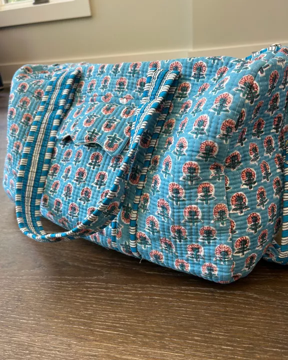 Flower Power Block Print Quilted Bag Collection