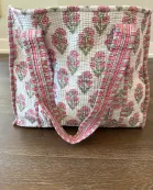 Petal Pink Block Print Quilted Bag Collection