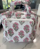 Petal Pink Block Print Quilted Bag Collection