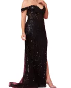 Kos Couture Fitted Off Shoulder Sequin Prom Formal Gown Dress