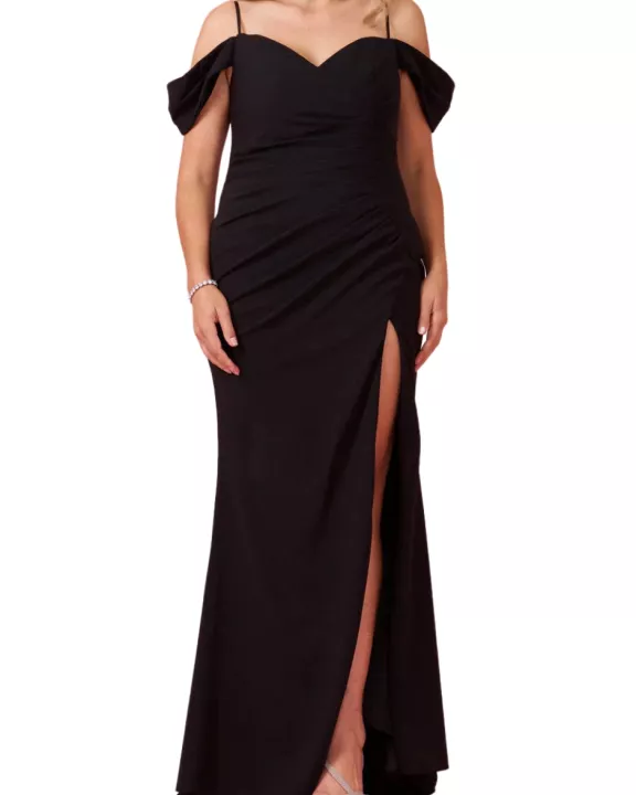 Dylan and Davids Full-Length Formal Off-The-Shoulder Wrap Evening Gown Dress