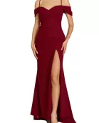 Dylan and Davids Full-Length Formal Off-The-Shoulder Wrap Evening Gown Dress