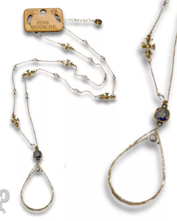 Gold teardrop necklace with Austrian crystal