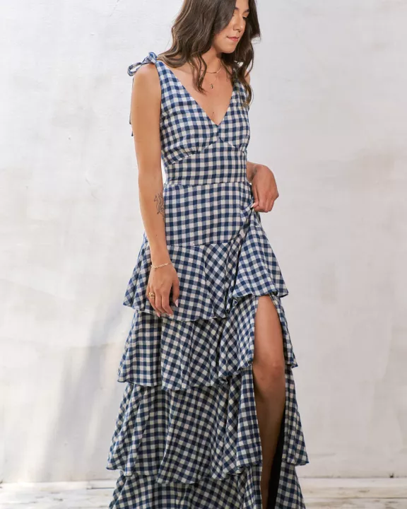 Gingham Tiered Maxi Dress