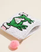Christmas Green Monster Beaded Coin Pouch