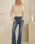 SOFT CREW SWEATER CROPPED STRIPE CARDIGAN