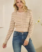 SOFT CREW SWEATER CROPPED STRIPE CARDIGAN