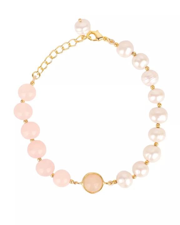 Margarite Bracelet - Rose Quartz/Pearl
