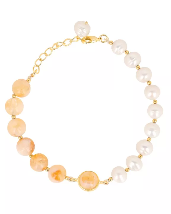 Margarite Bracelet - Gold Rutile/Pearl