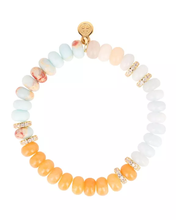 Capri Beaded Bracelet - Peach/Aqua