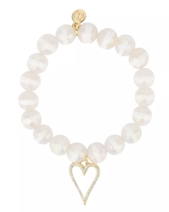 White Capiz Heart Bracelet