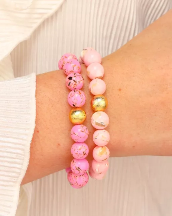 Marble Beaded Bracelet - Pink