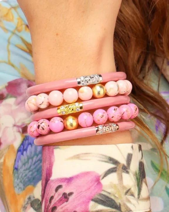 Marble Beaded Bracelet - Pink