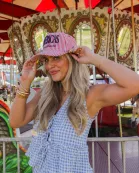 AMERICA'S SWEETHEART STRIPED TRUCKER HAT