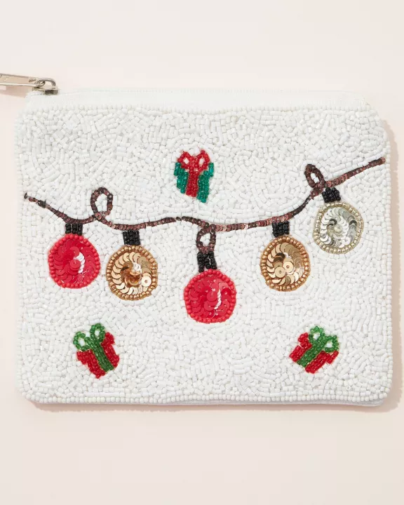 Christmas Ornament Seed Bead Canvas Pouch