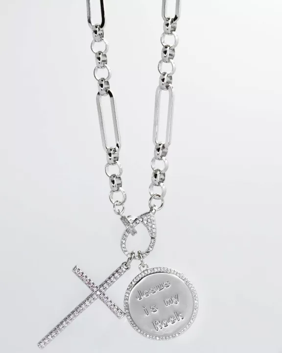 Jesus is my Rock Silver Necklace