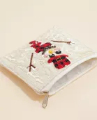 Christmas Snow Man Seed Beaded Coin Pouch
