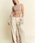 MID RISE PAISLEY PRINT PATCHWORK STRAIGHT LEG JEAN
