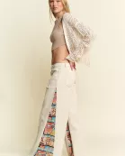 MID RISE PAISLEY PRINT PATCHWORK STRAIGHT LEG JEAN