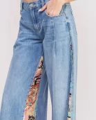 PLUS SIZE SIDE PAISLEY PRINT PATCHWORK JEAN