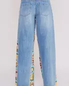 PLUS SIZE SIDE PAISLEY PRINT PATCHWORK JEAN