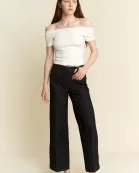 PLUS SIZE SOLID OFF-THE-SHOULDER TOP