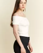 PLUS SIZE SOLID OFF-THE-SHOULDER TOP