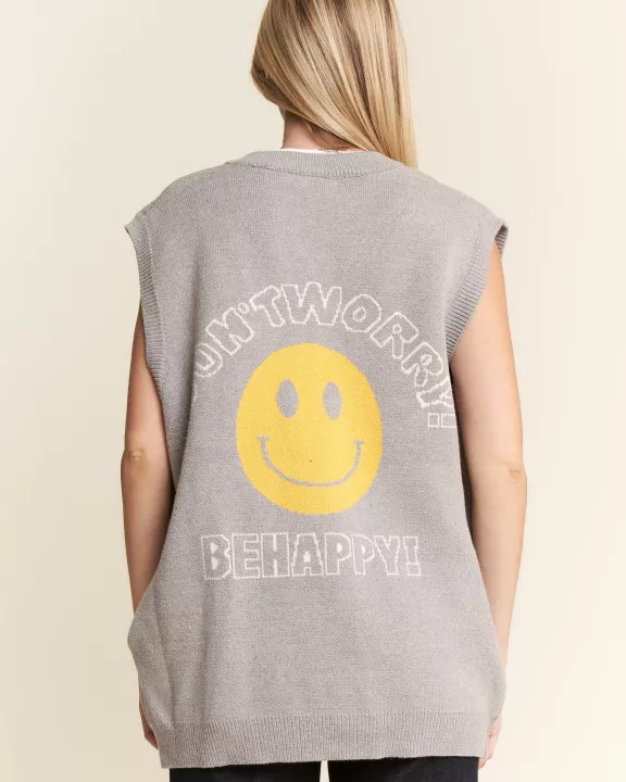 PLUS SIZE HAPPY SMILE SWEATER VEST