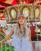 AMERICA'S SWEETHEART STRIPED TRUCKER HAT