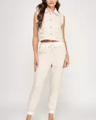 TV-10224-6 TWEED CROPPED VEST-CREAM