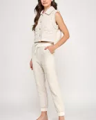 TP-10225-6 TWEED JOGGERS-CREAM
