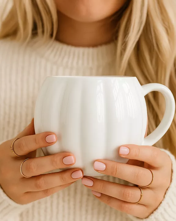 Pumpkin Shaped Ceramic Coffee Mug 16.9oz | White or Orange Fall Coffee Mug