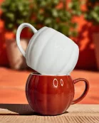 Pumpkin Shaped Ceramic Coffee Mug 16.9oz | White or Orange Fall Coffee Mug